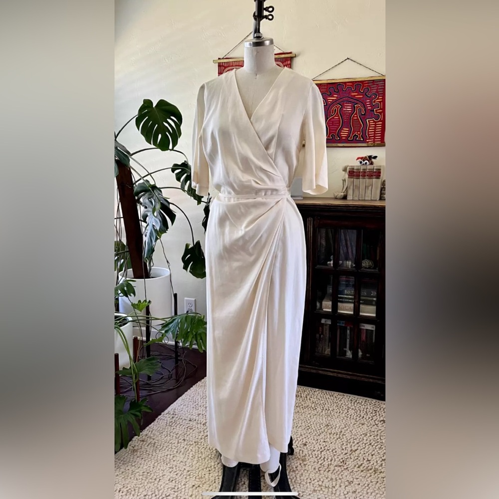 & Other Stories Cream Pleated Wrap MIDI Dress